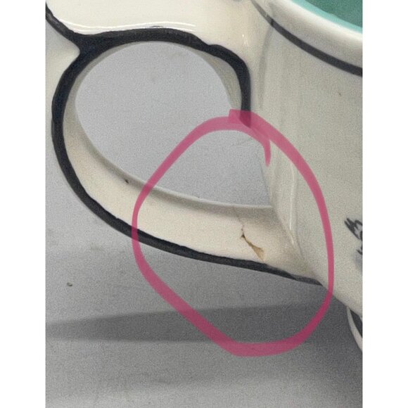 Katie mandy mug cup white blue dots stripes 3.5x5.5" READ - Picture 9 of 16